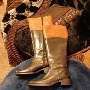 Two-Tone Leather Riding Boots